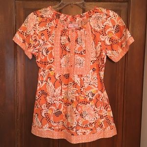Floral Orange Koi Scrub Top